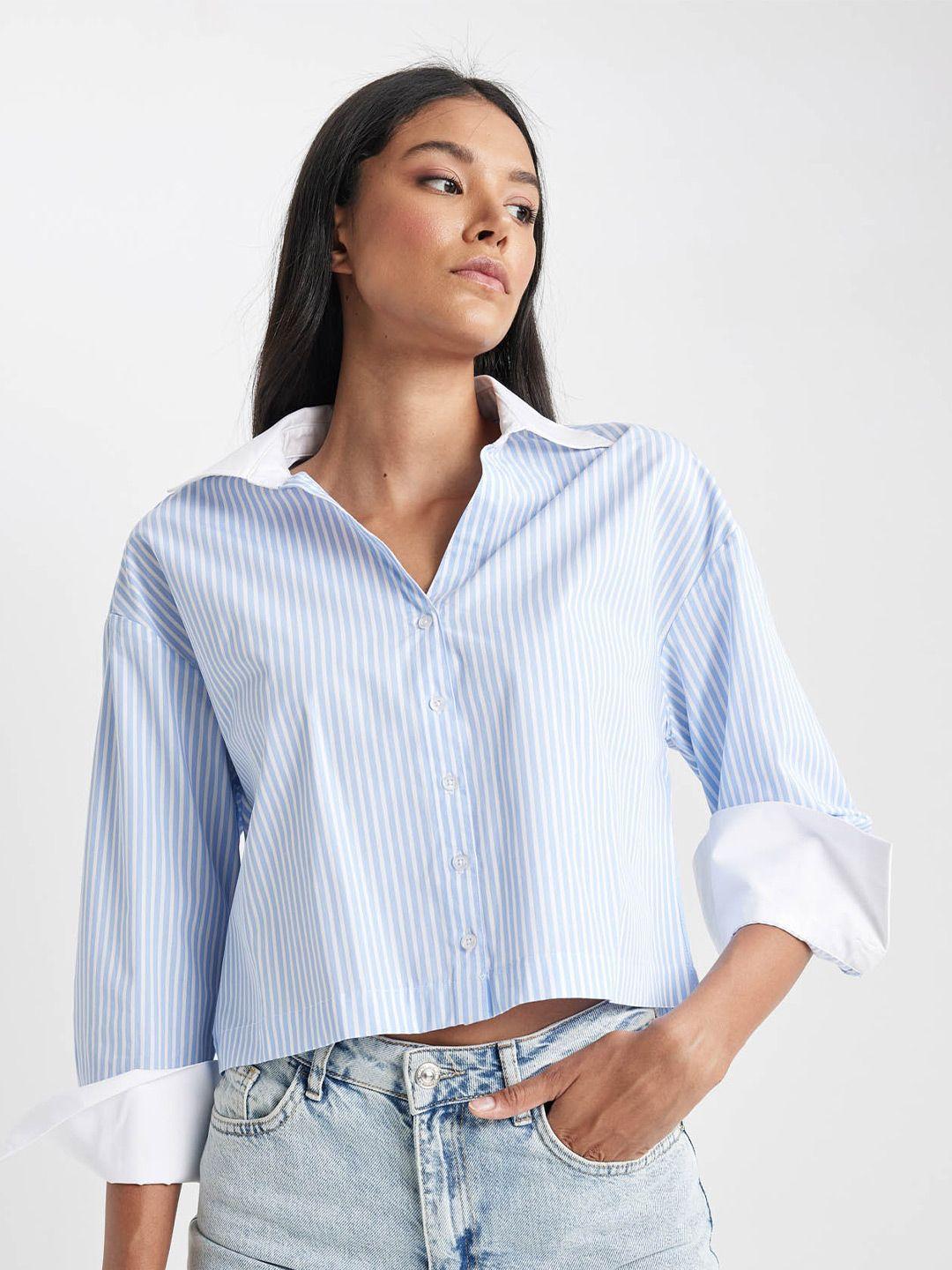 defacto vertical stripes cotton corp casual shirt