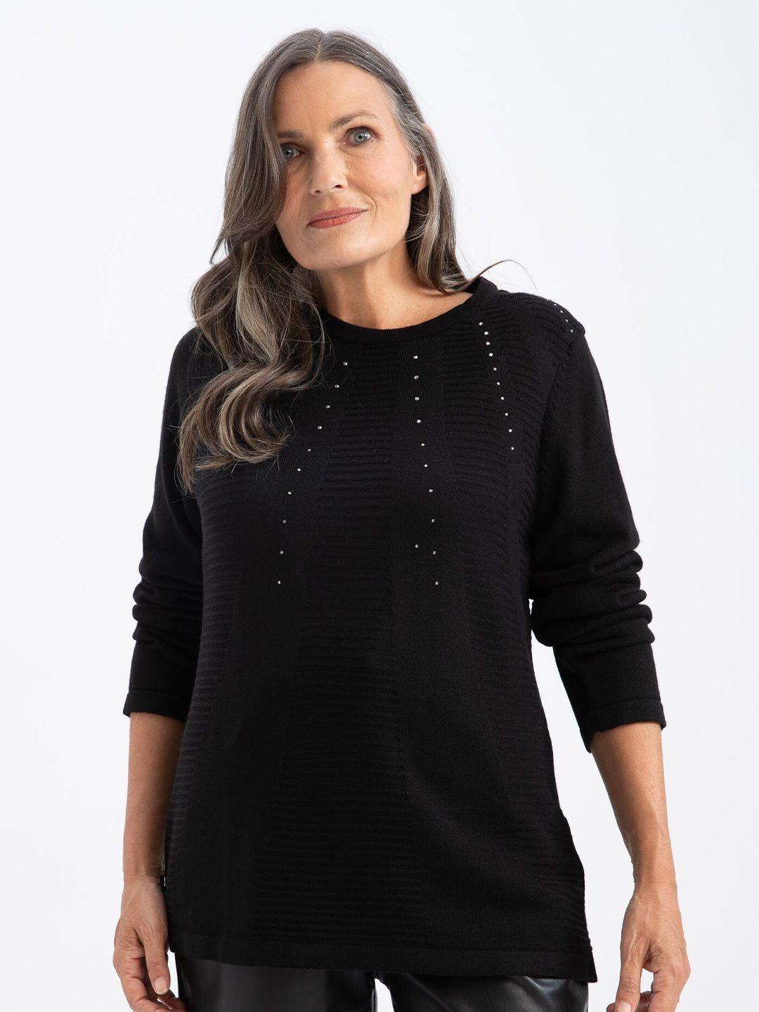 defacto women black ribbed pullover