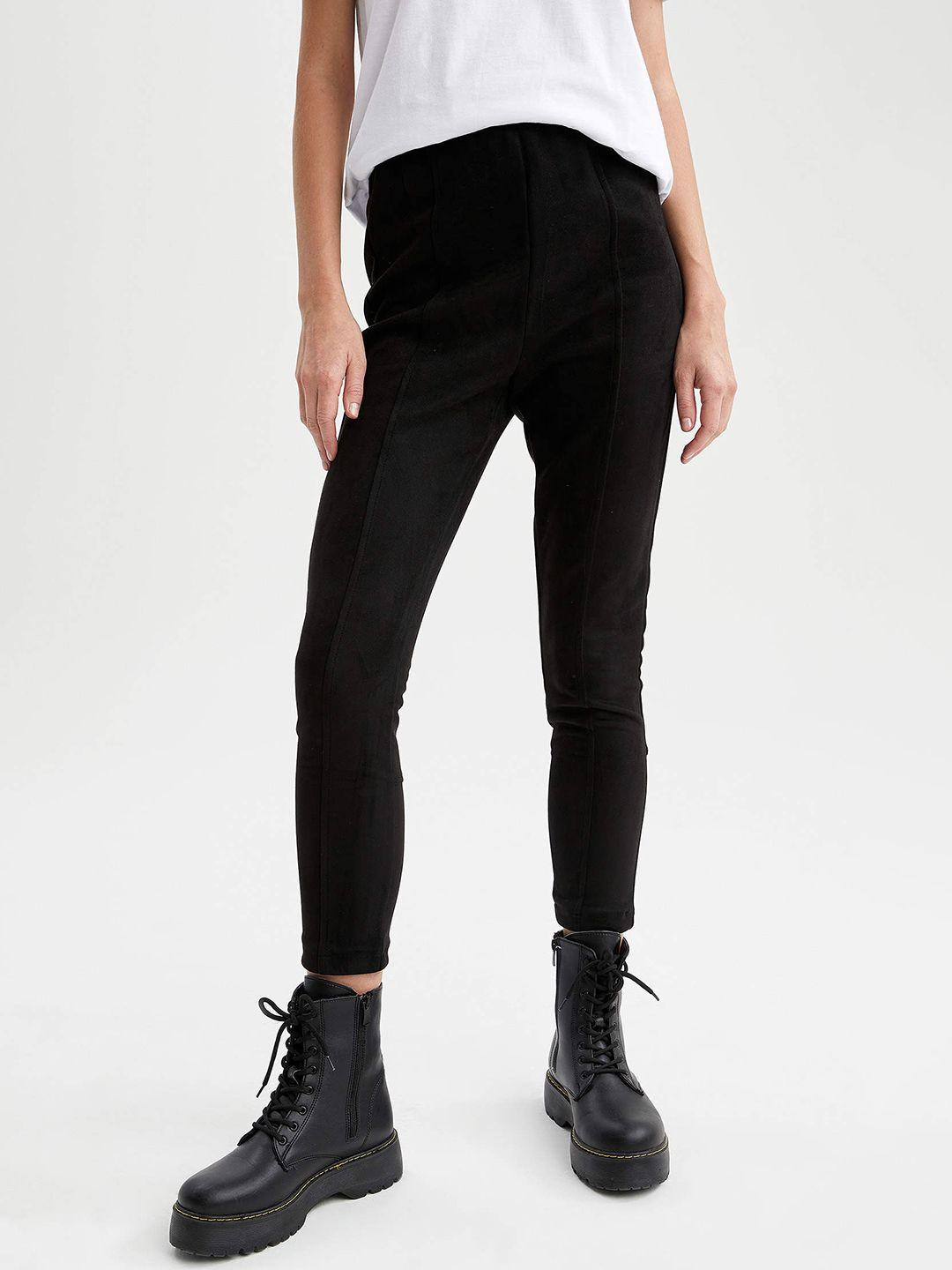 defacto women black solid treggings