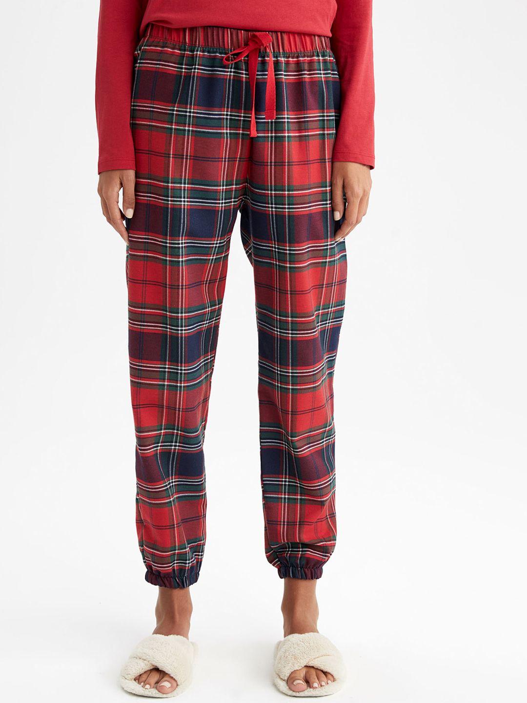defacto women checked mid-rise joggers