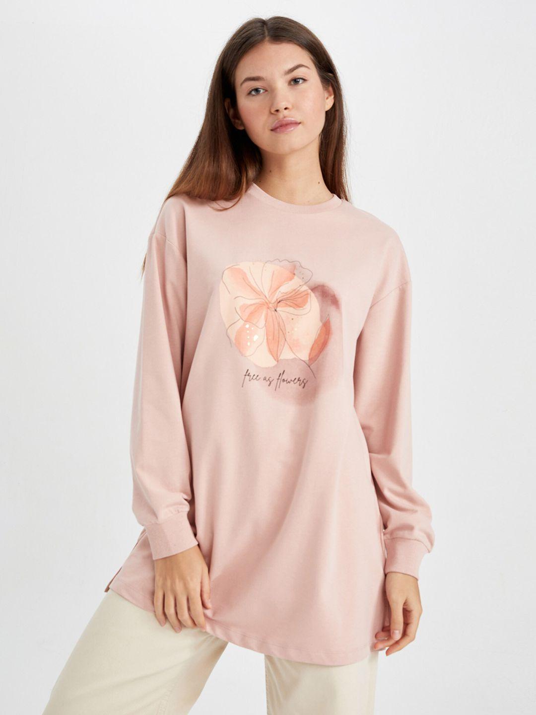 defacto women floral printed longline sweatshirt
