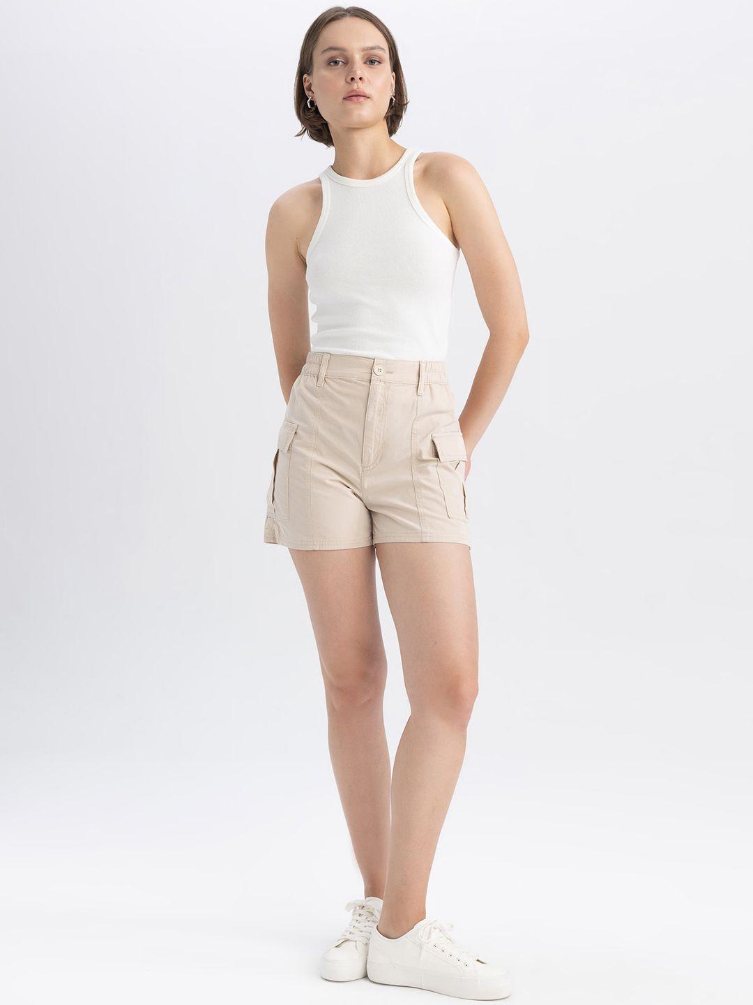 defacto women mid-rise cotton shorts