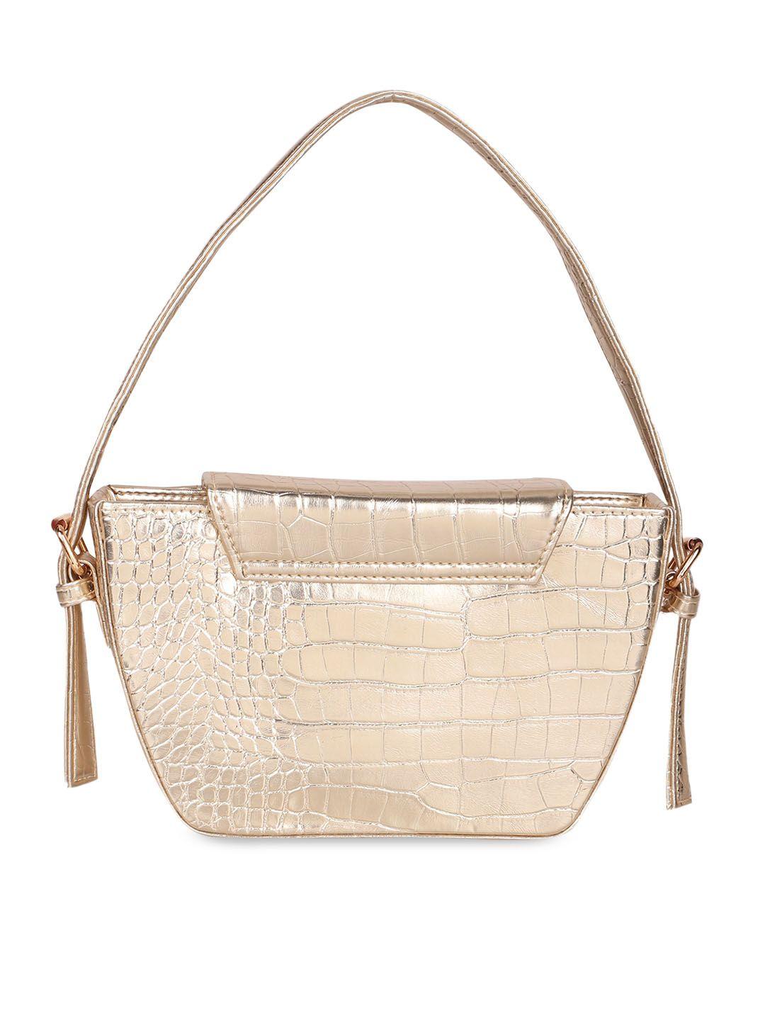 defiesta cream-coloured textured pu structured shoulder bag with quilted