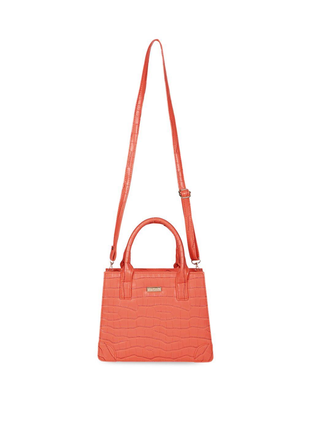 defiesta peach-coloured pu structured handheld bag with quilted