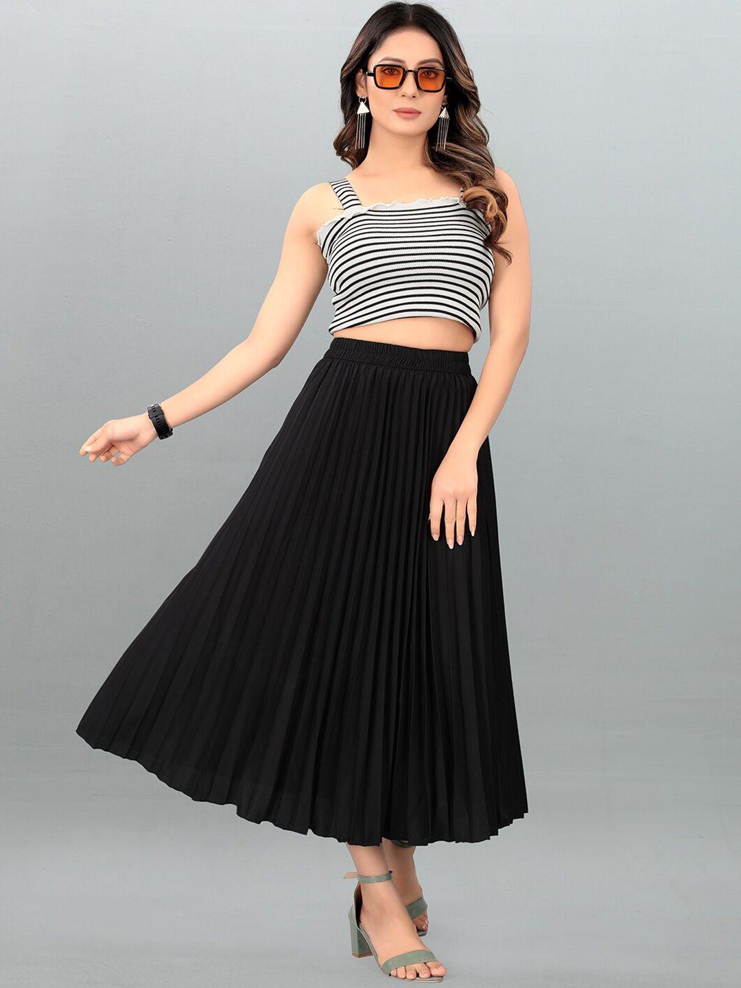 deklook pleated a-line midi skirt