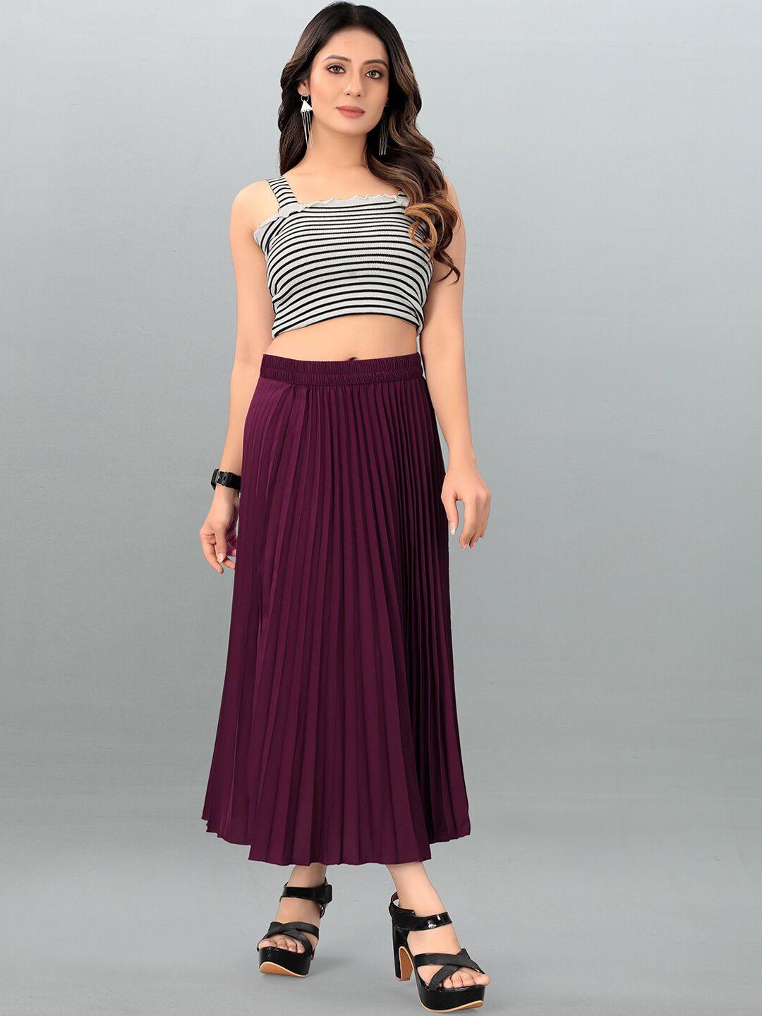 deklook pleated a-line midi skirt