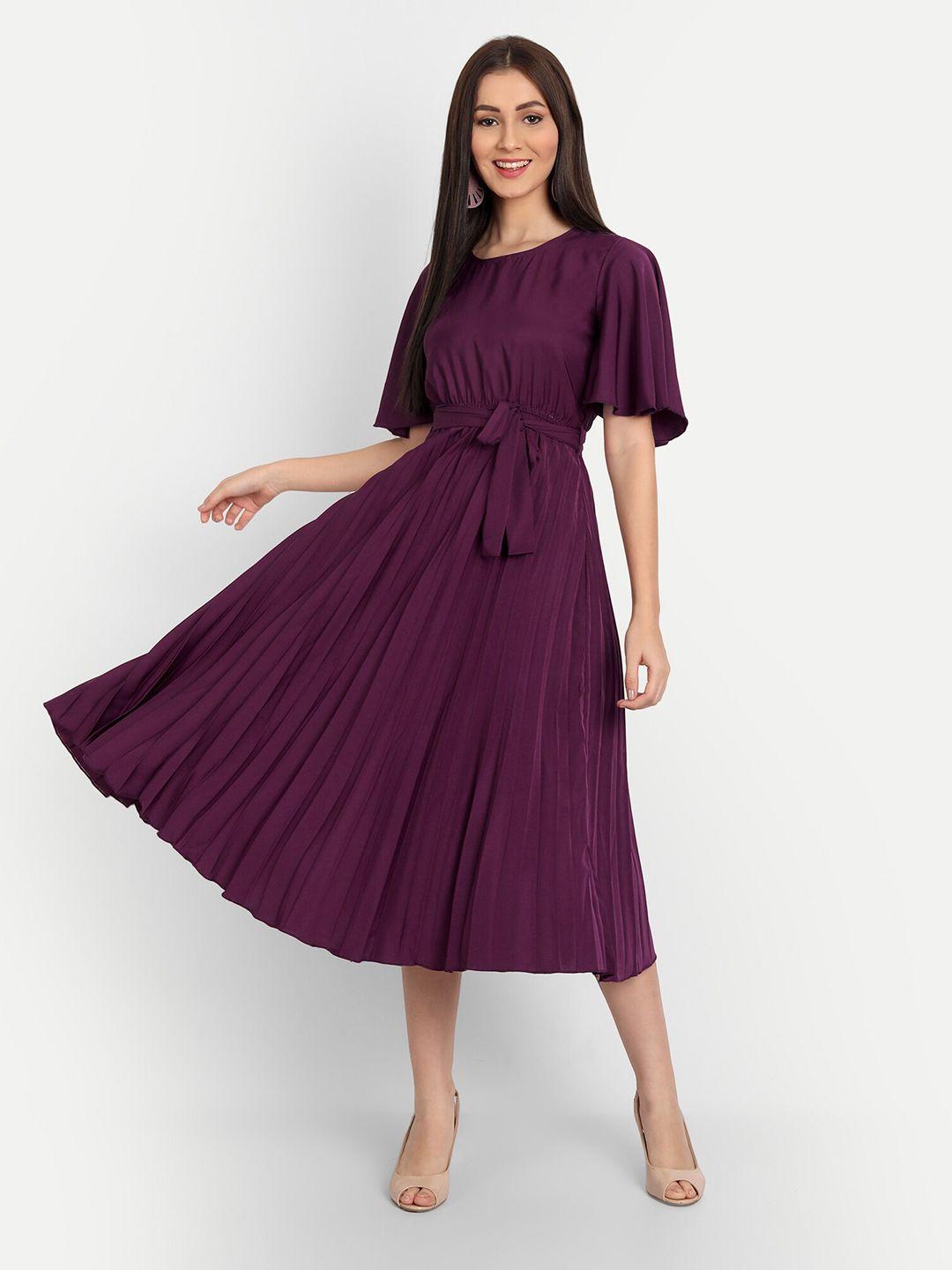 deklook purple crepe fit & flare midi dress