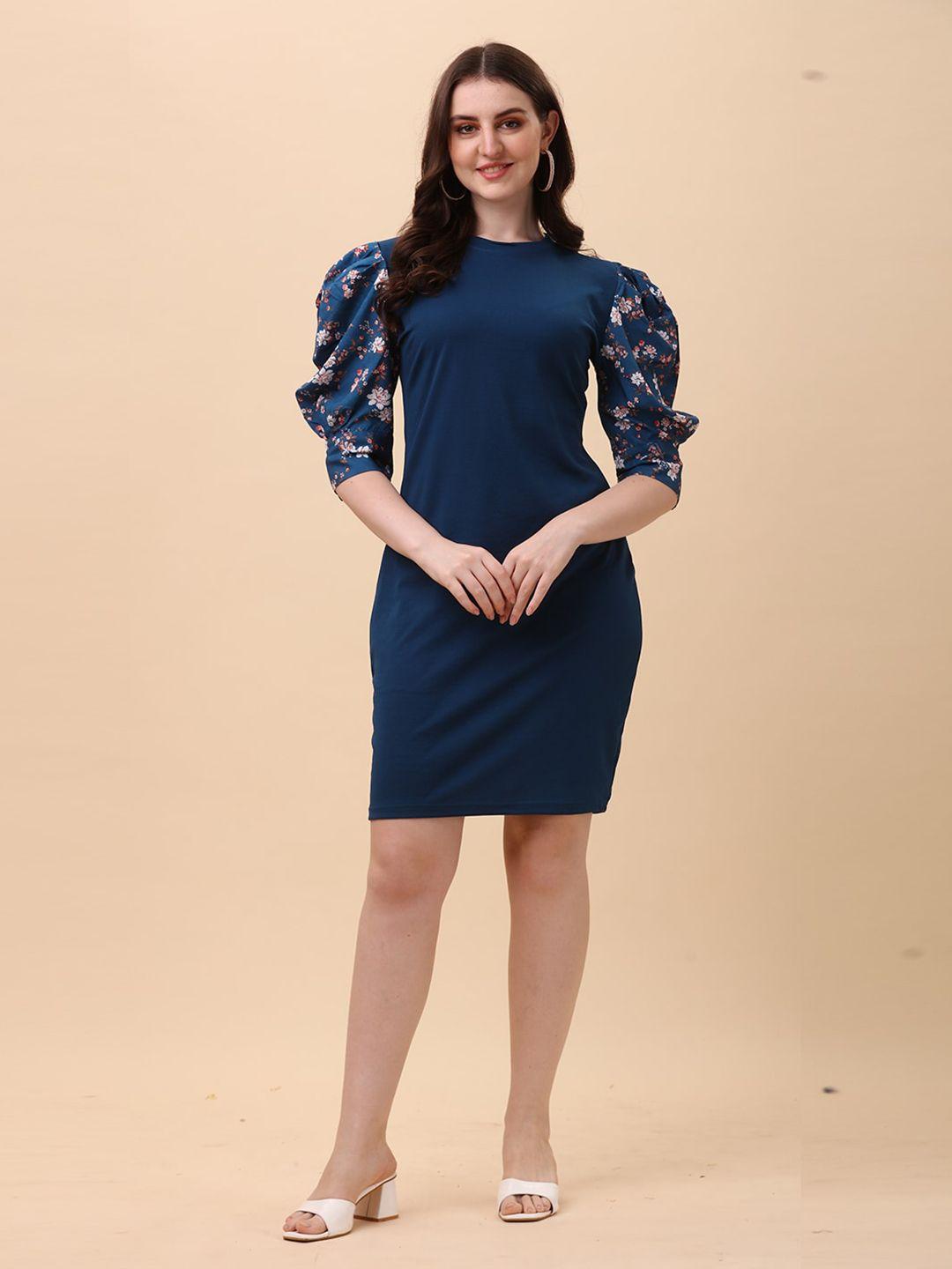 deklook turquoise blue cold-shoulder crepe sheath dress