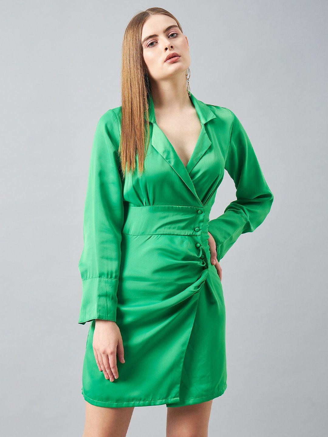 delan green & green satin mini dress