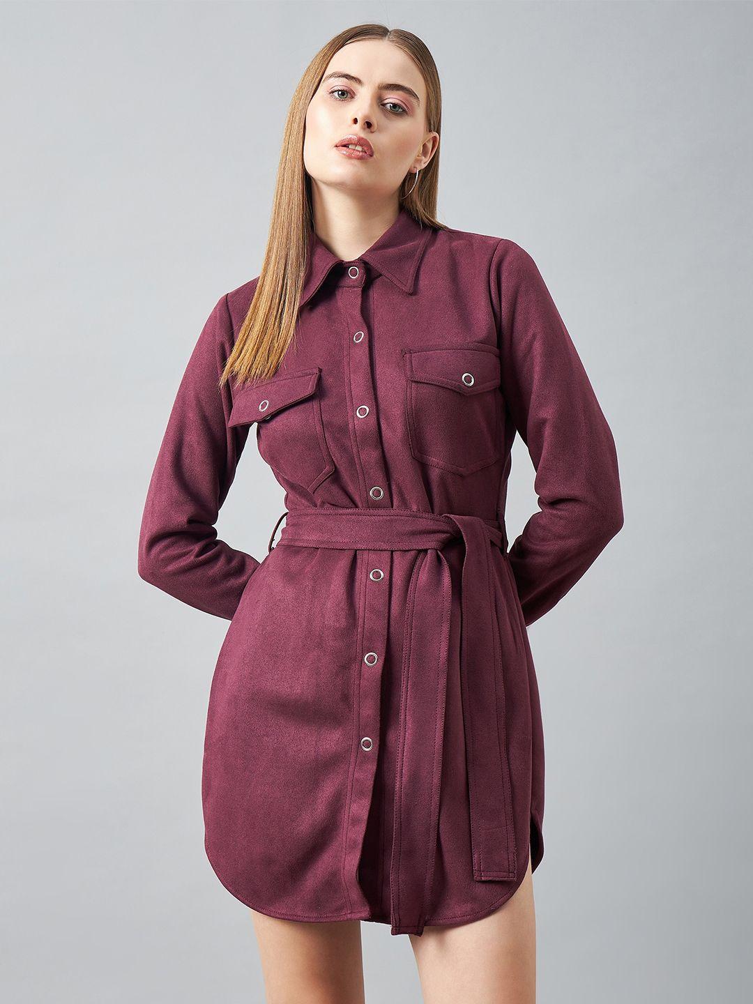 delan maroon & maroon a-line dress