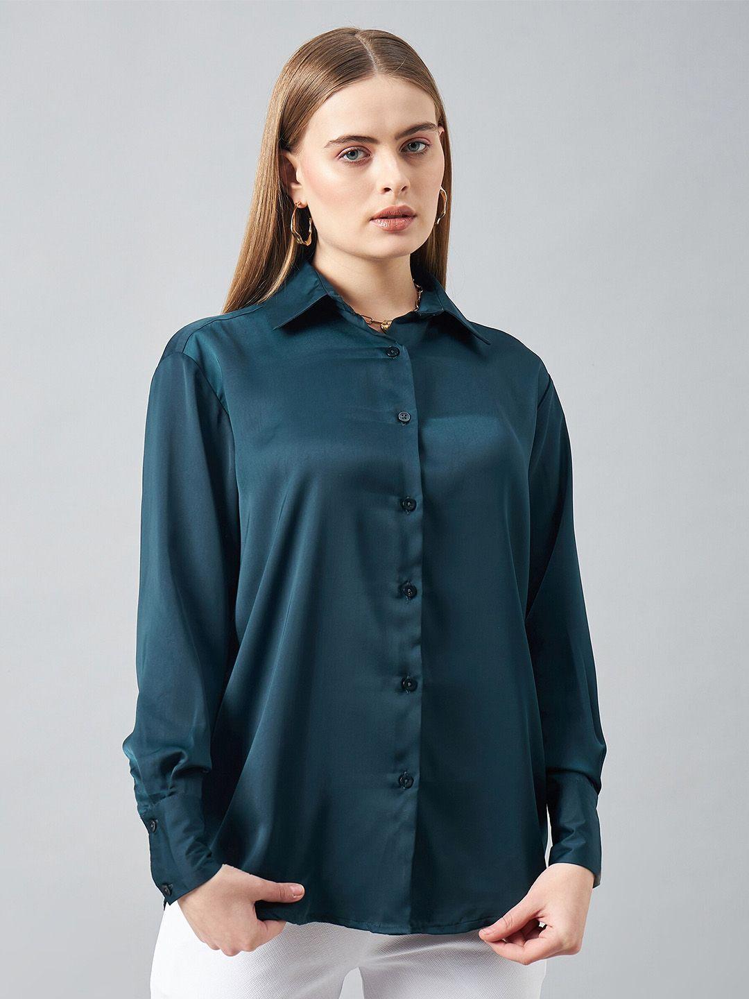 delan relaxed spread collar opaque party shirt