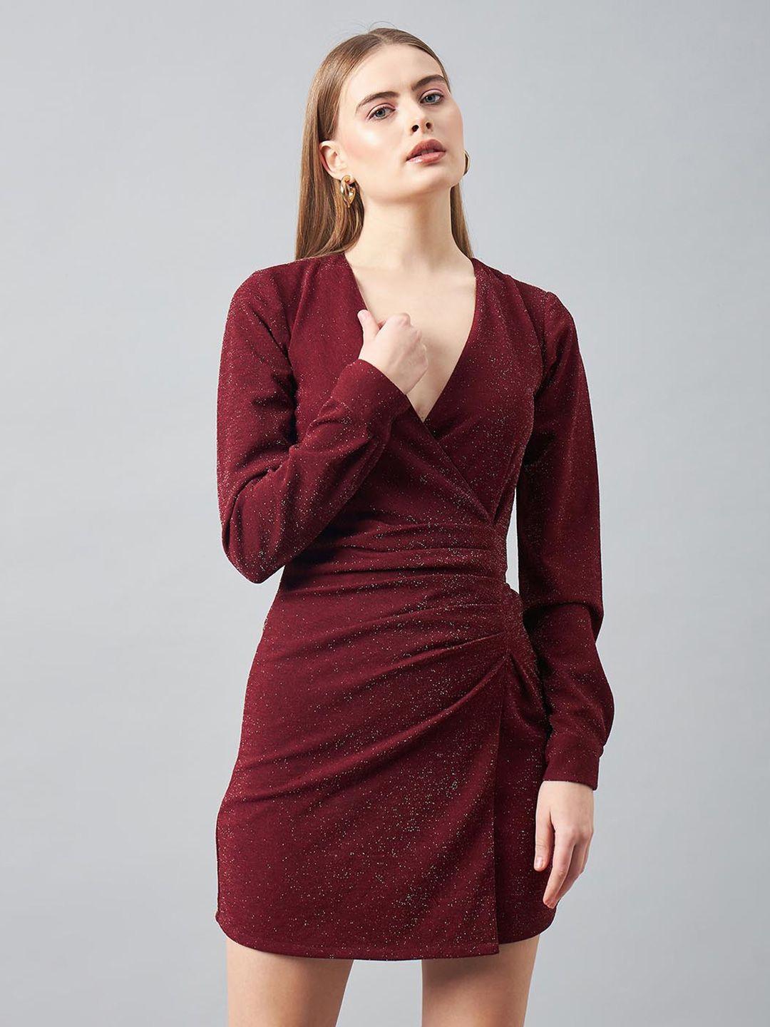 delan sheen v neck wrap dress