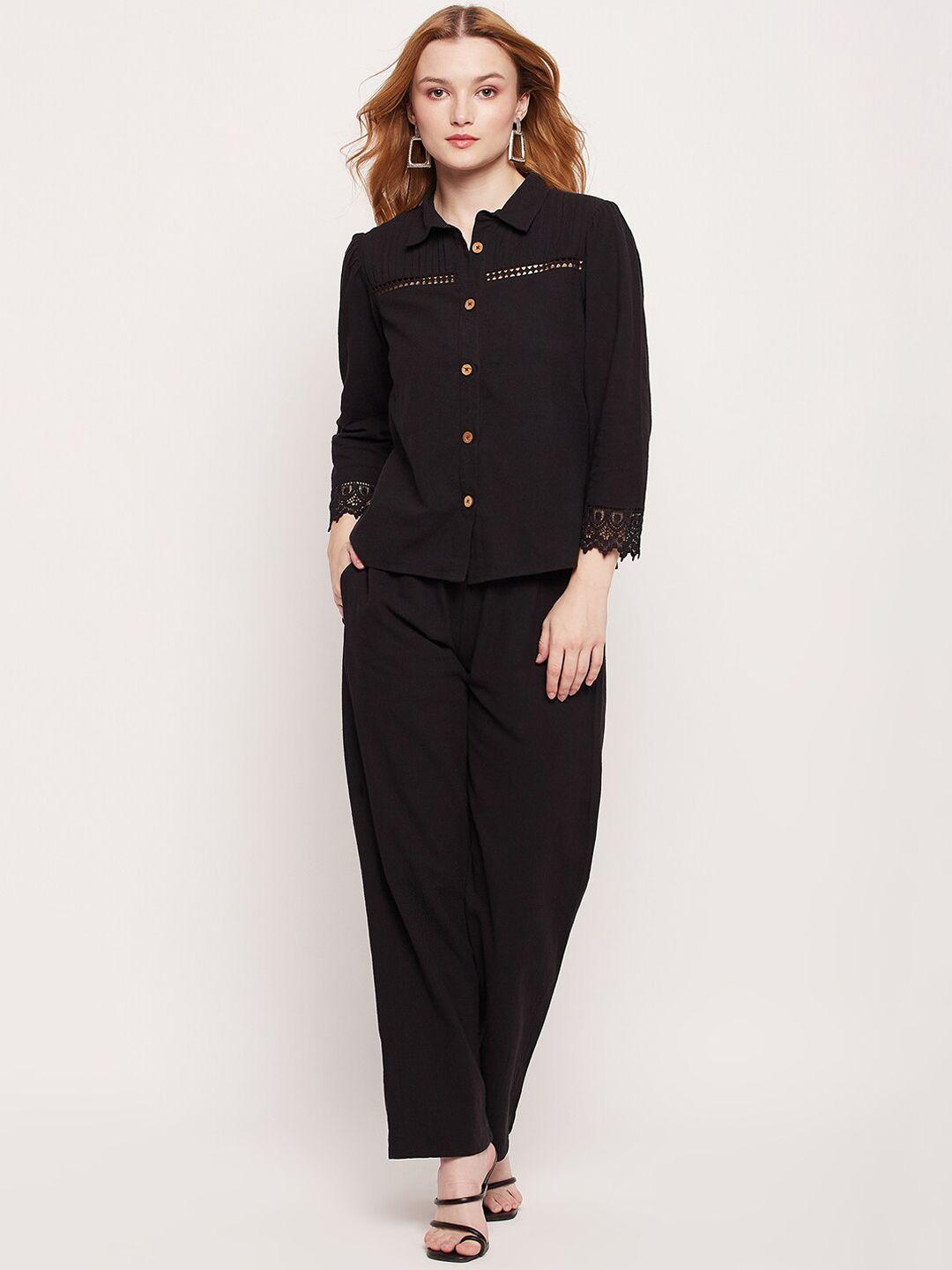delan shirt collar pure cotton shirt with trousers
