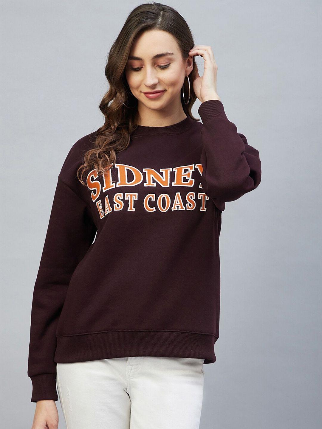 delan typography printed fleece pullover sweatshirt