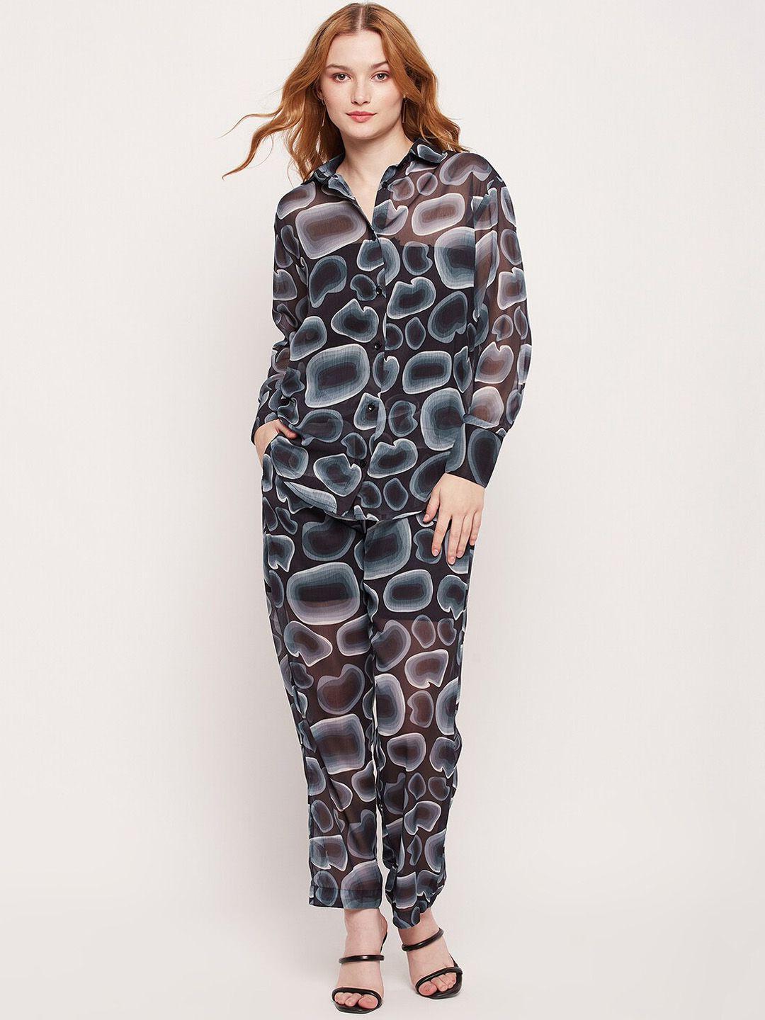 delan women abstract-printed shirt & trouser co-ords