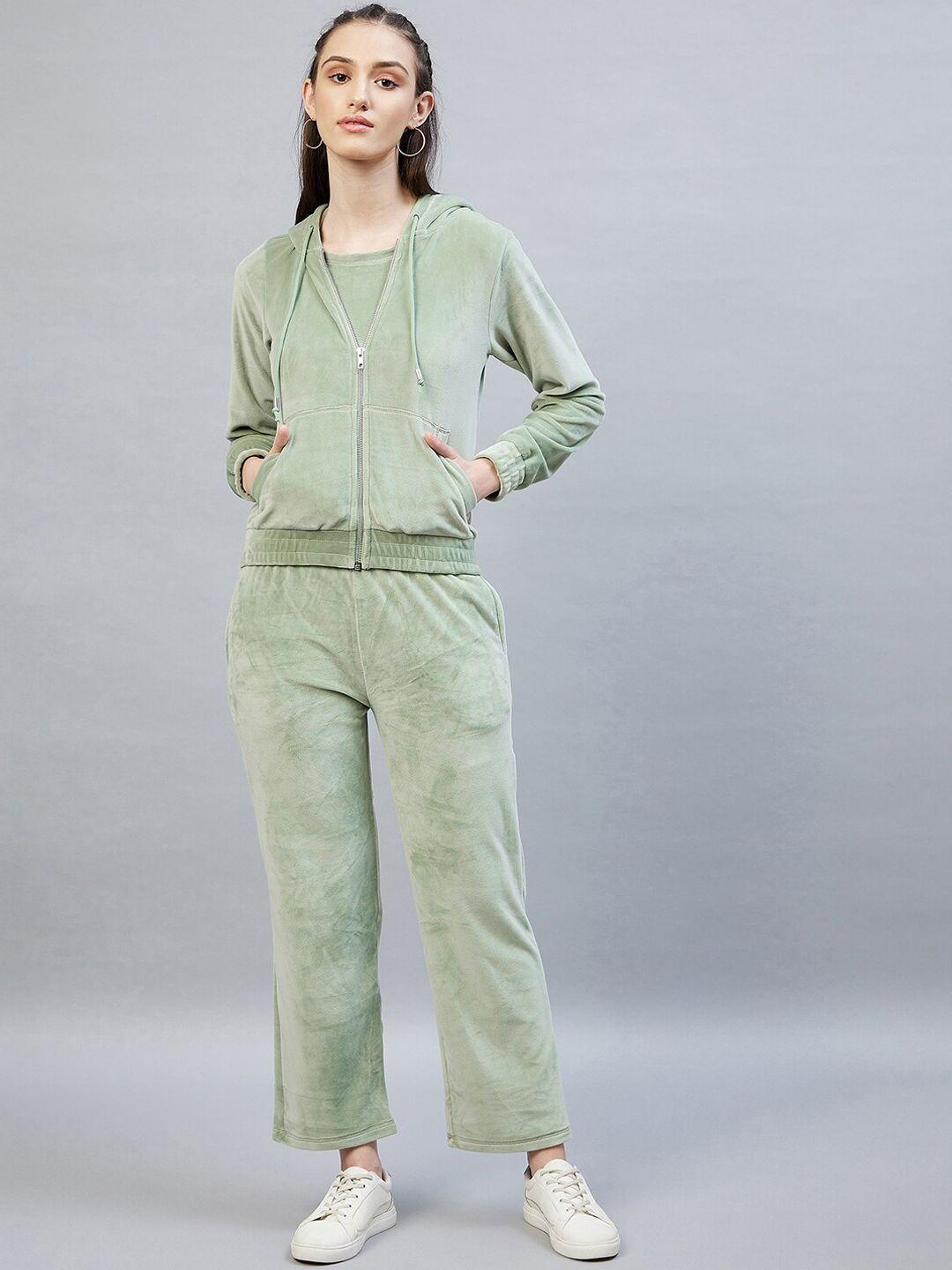 delan women green solid pure cotton co-ords