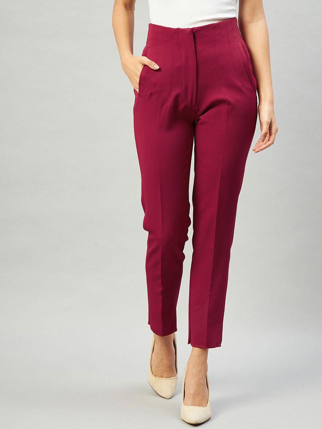 delan women relaxed slim fit high-rise easy wash trousers