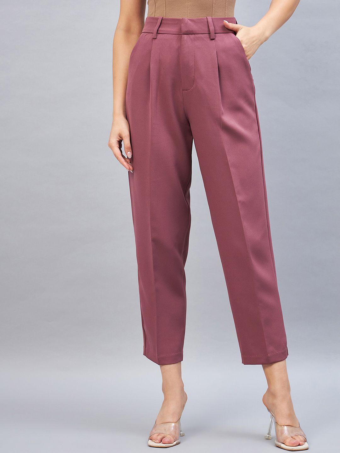 delan women smart loose fit high-rise easy wash pleated trousers