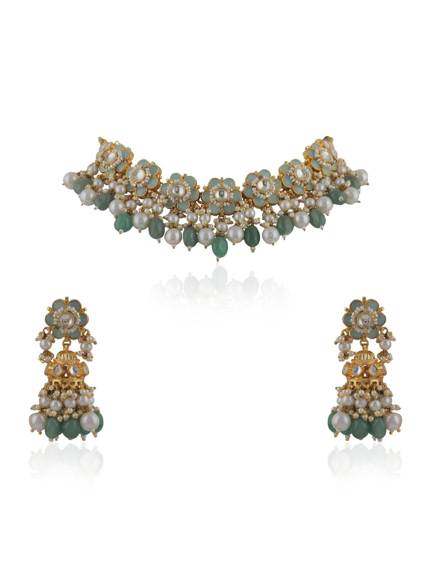 delicate jade green necklace set