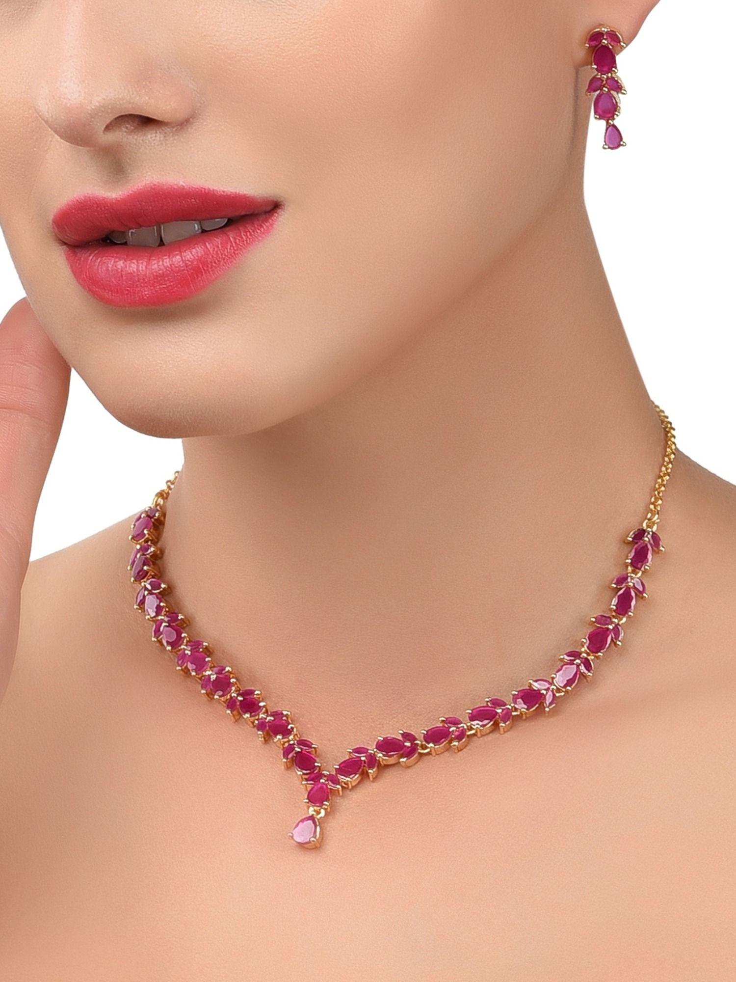 delicate ruby necklace set