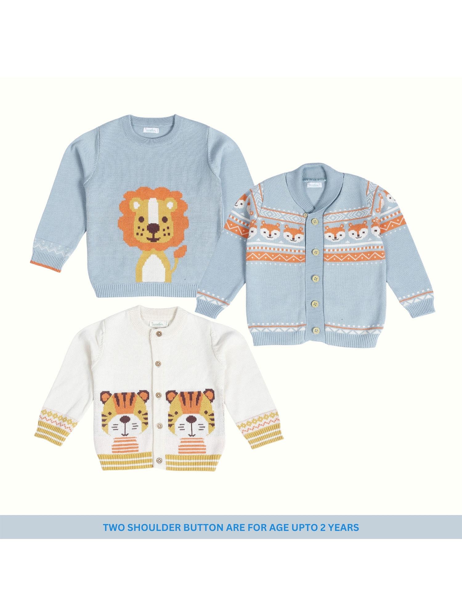 delighted lionsunny fox adorable tiger 3 sweaters (set of 3)