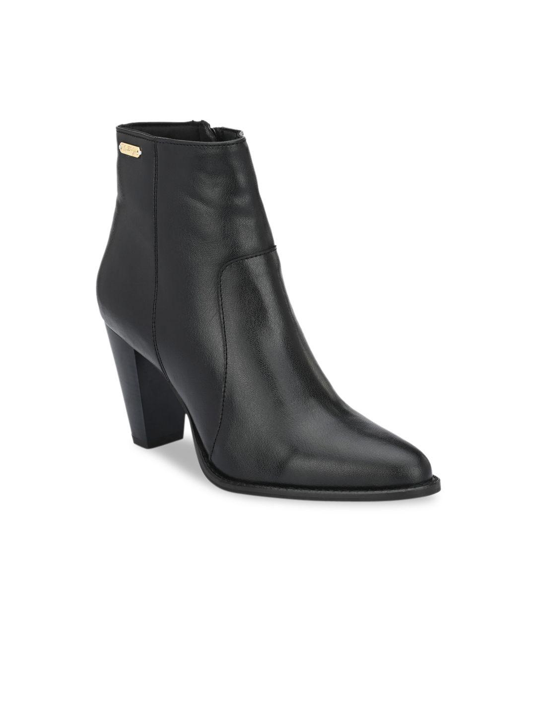 delize black party block heeled boots