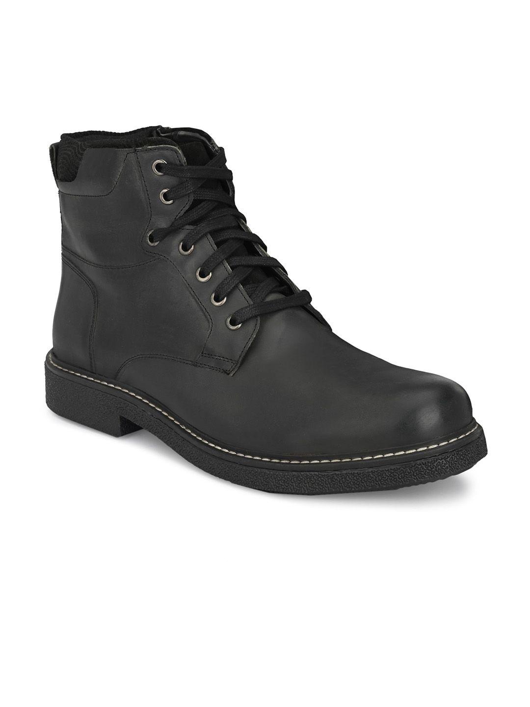 delize men black leather boots