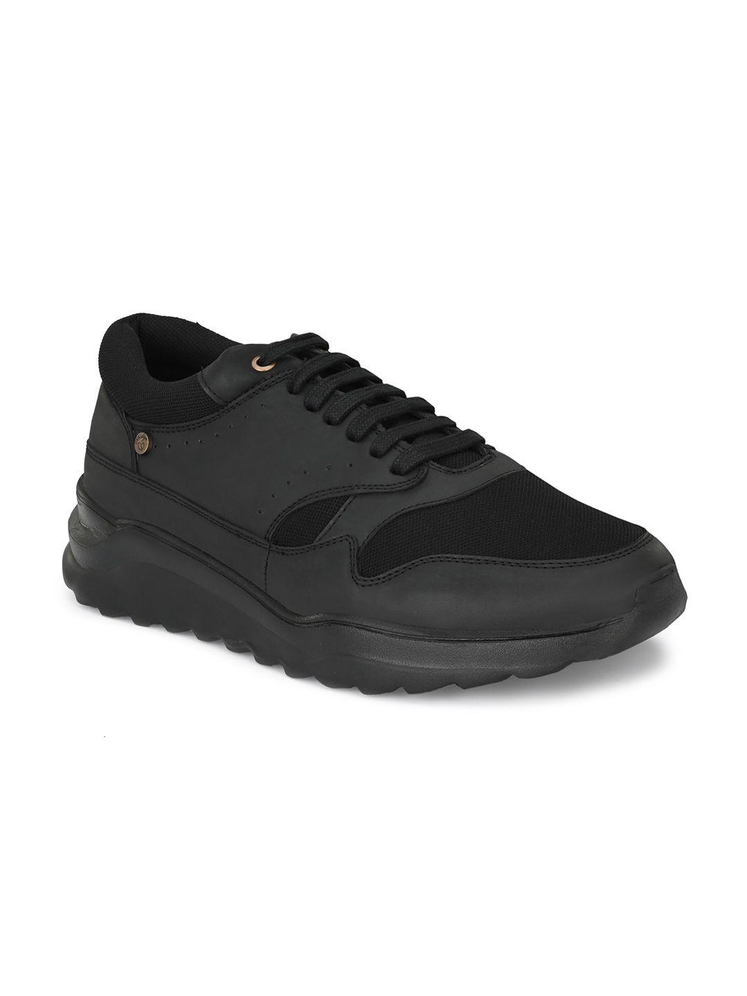 delize men black leather sneakers