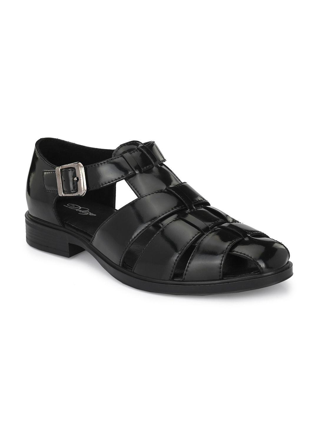 delize men black shoe-style sandals