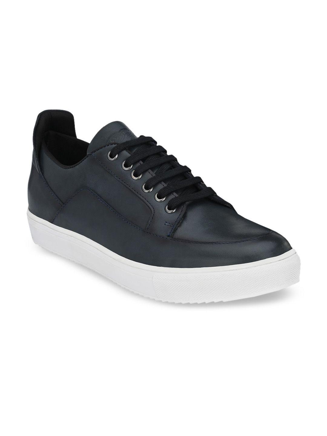 delize men blue colourblocked leather sneakers