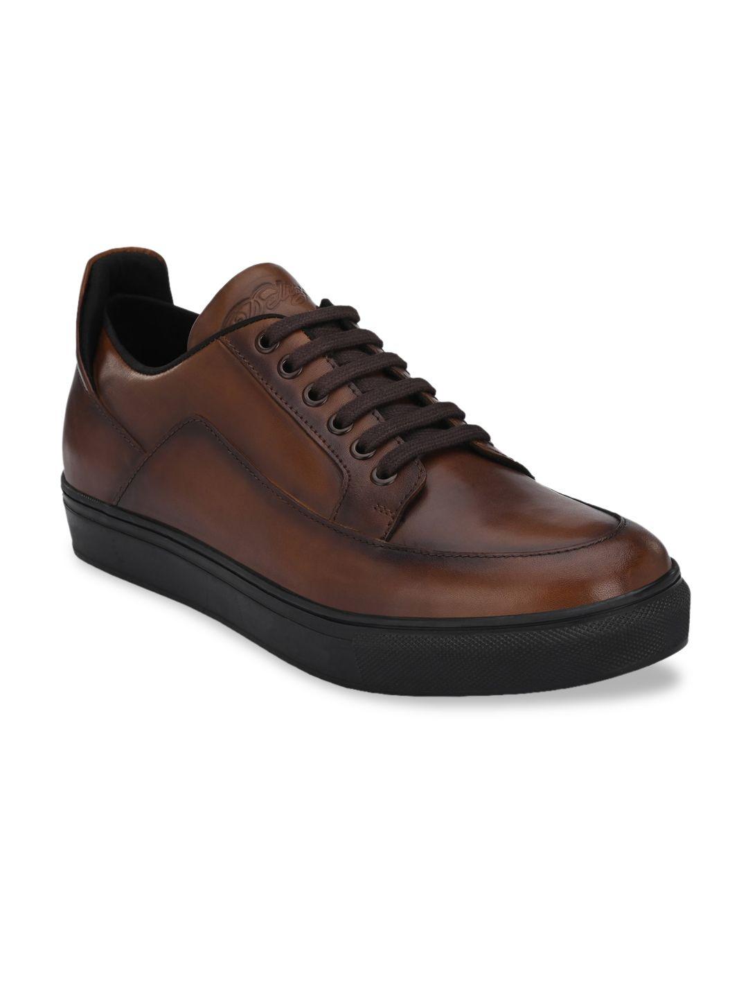 delize men brown leather sneakers