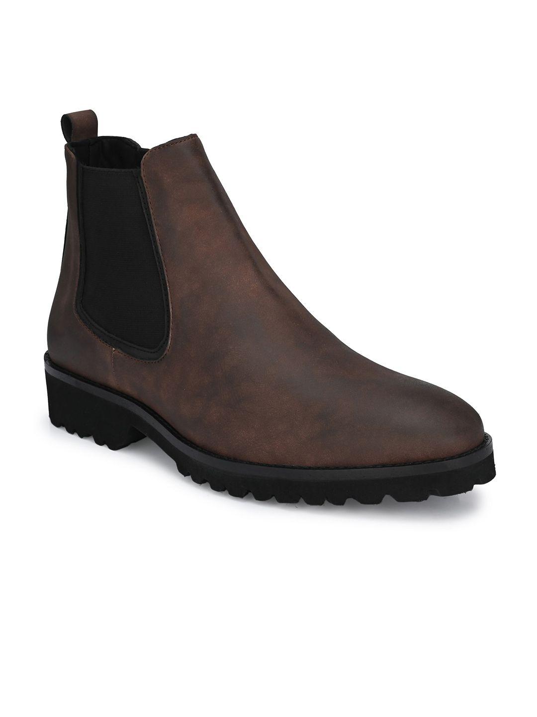 delize men brown solid flat boots