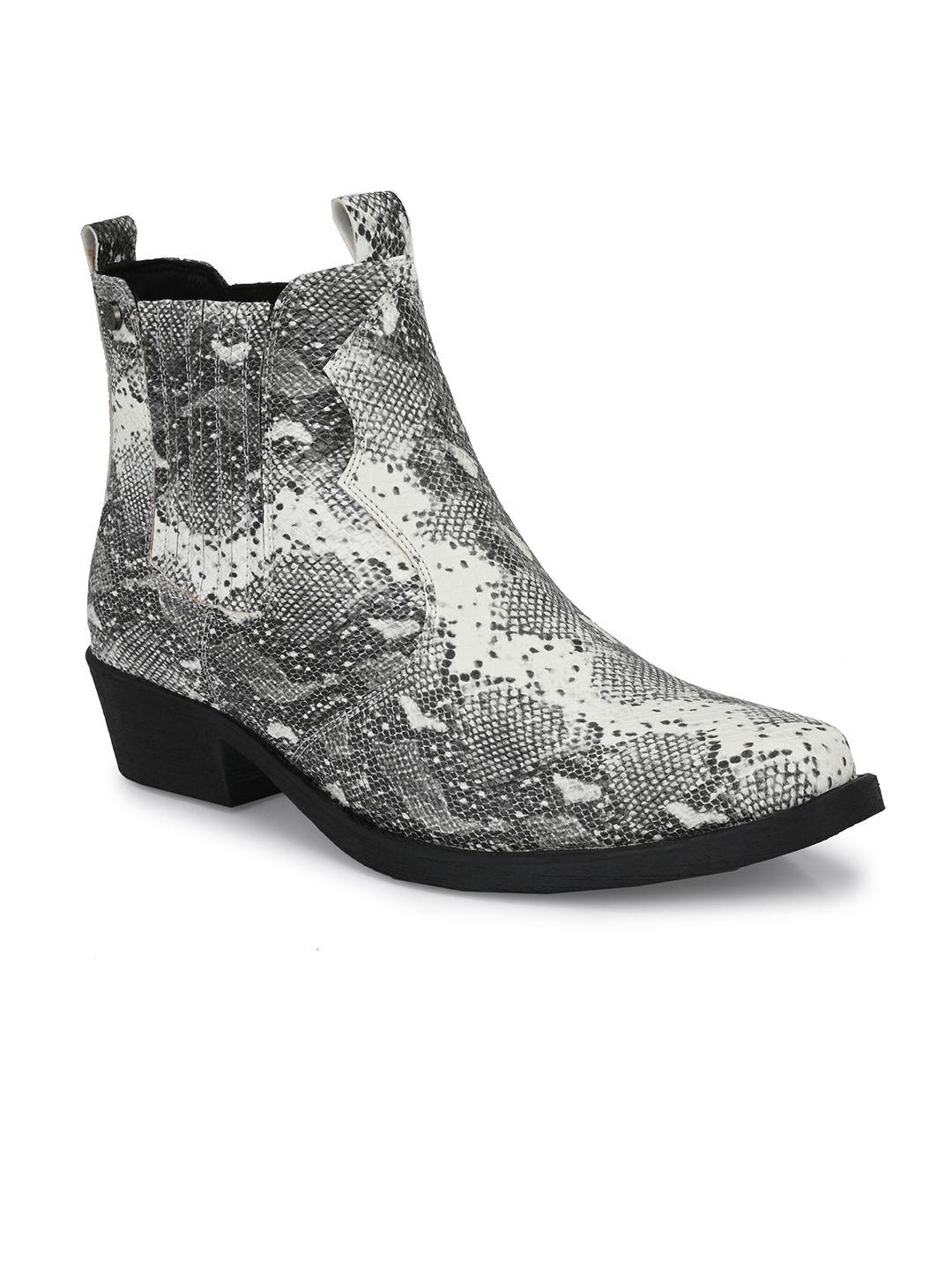 delize men off-white snakeskin textured high-top flat boots