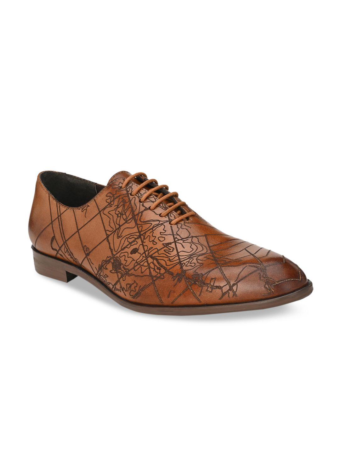 delize men tan brown woven-design leather formal derbys