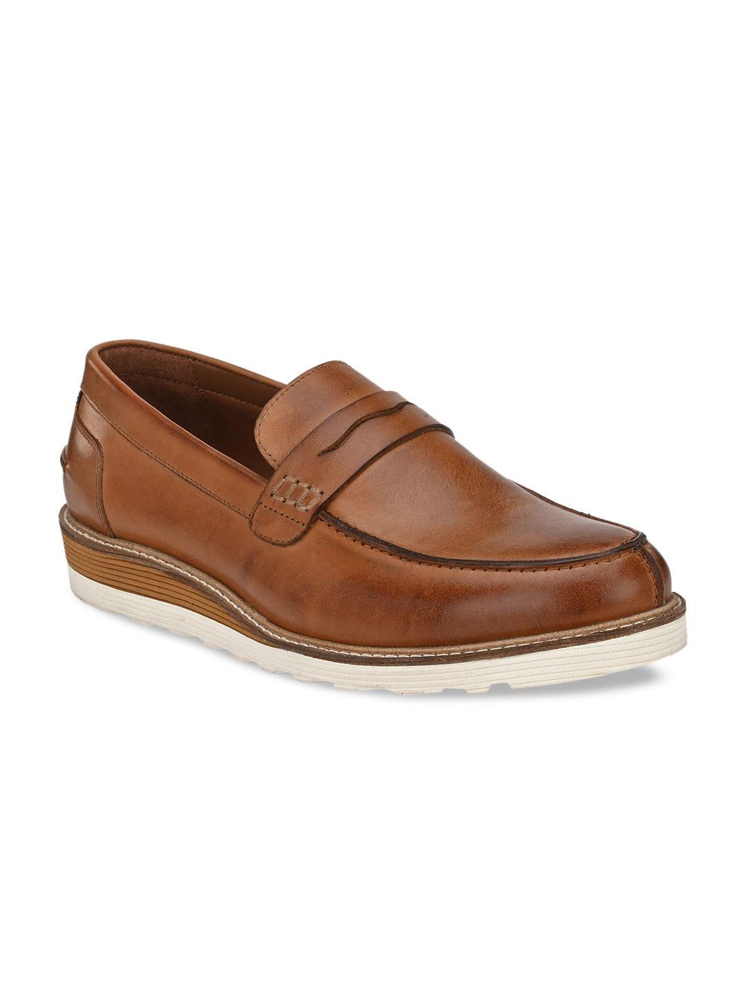 delize men tan leather loafers