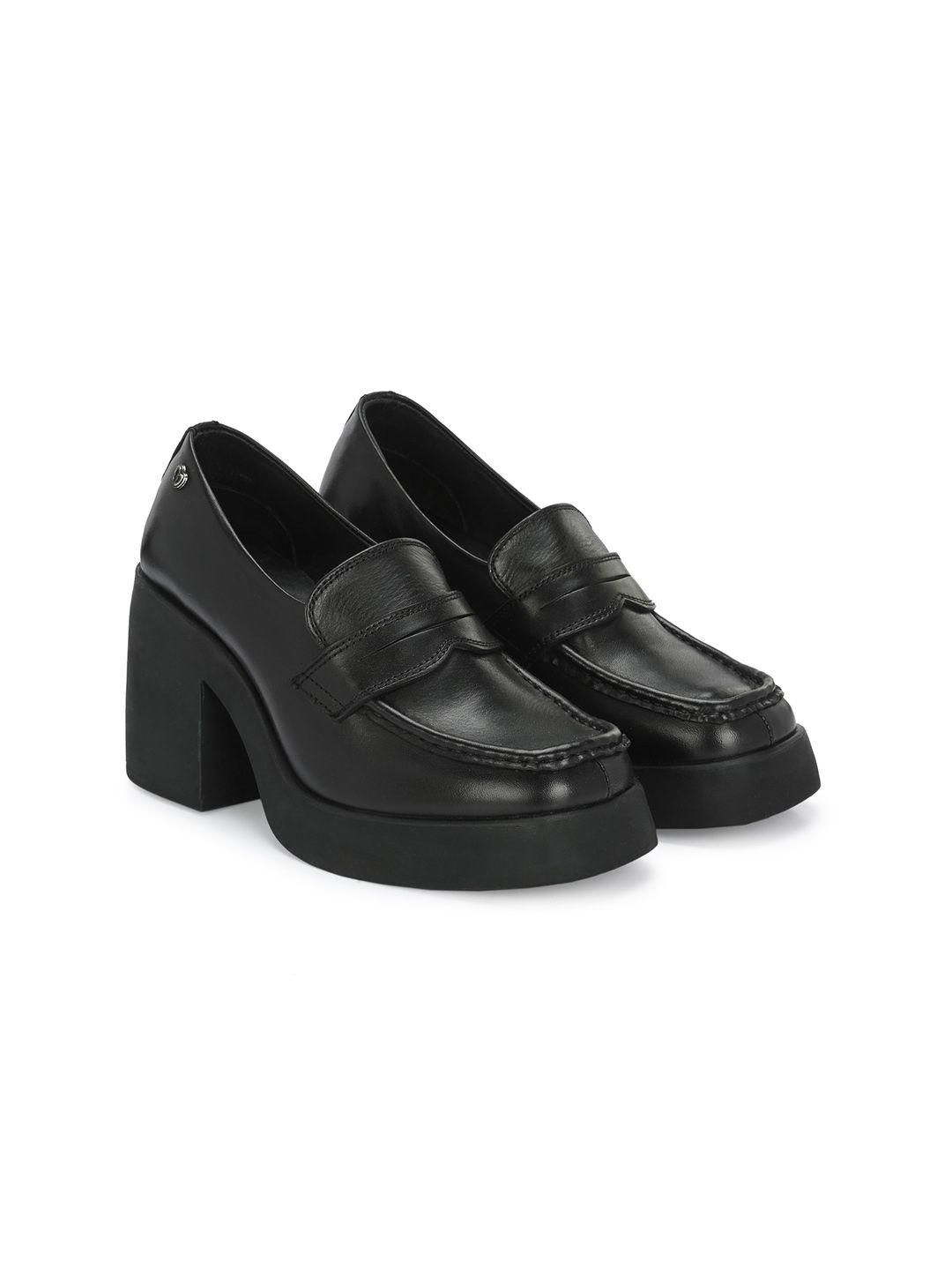 delize square toe leather platform loafers