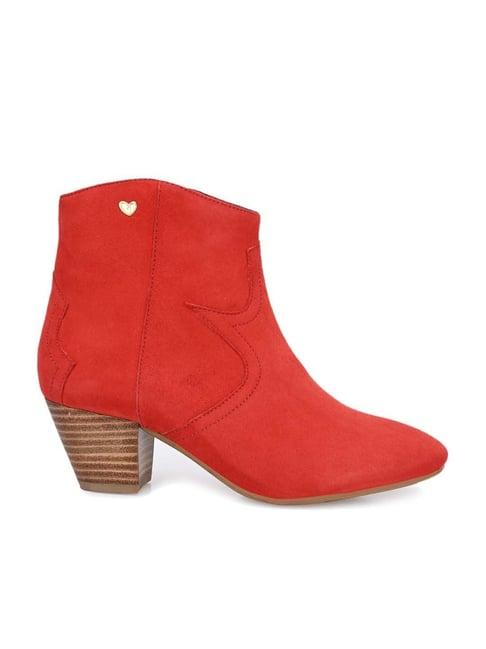 delize women's red casual booties