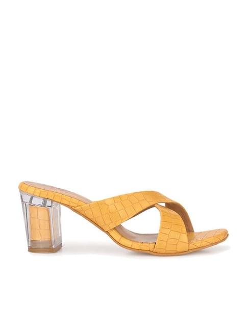delize women's yellow cross strap sandals