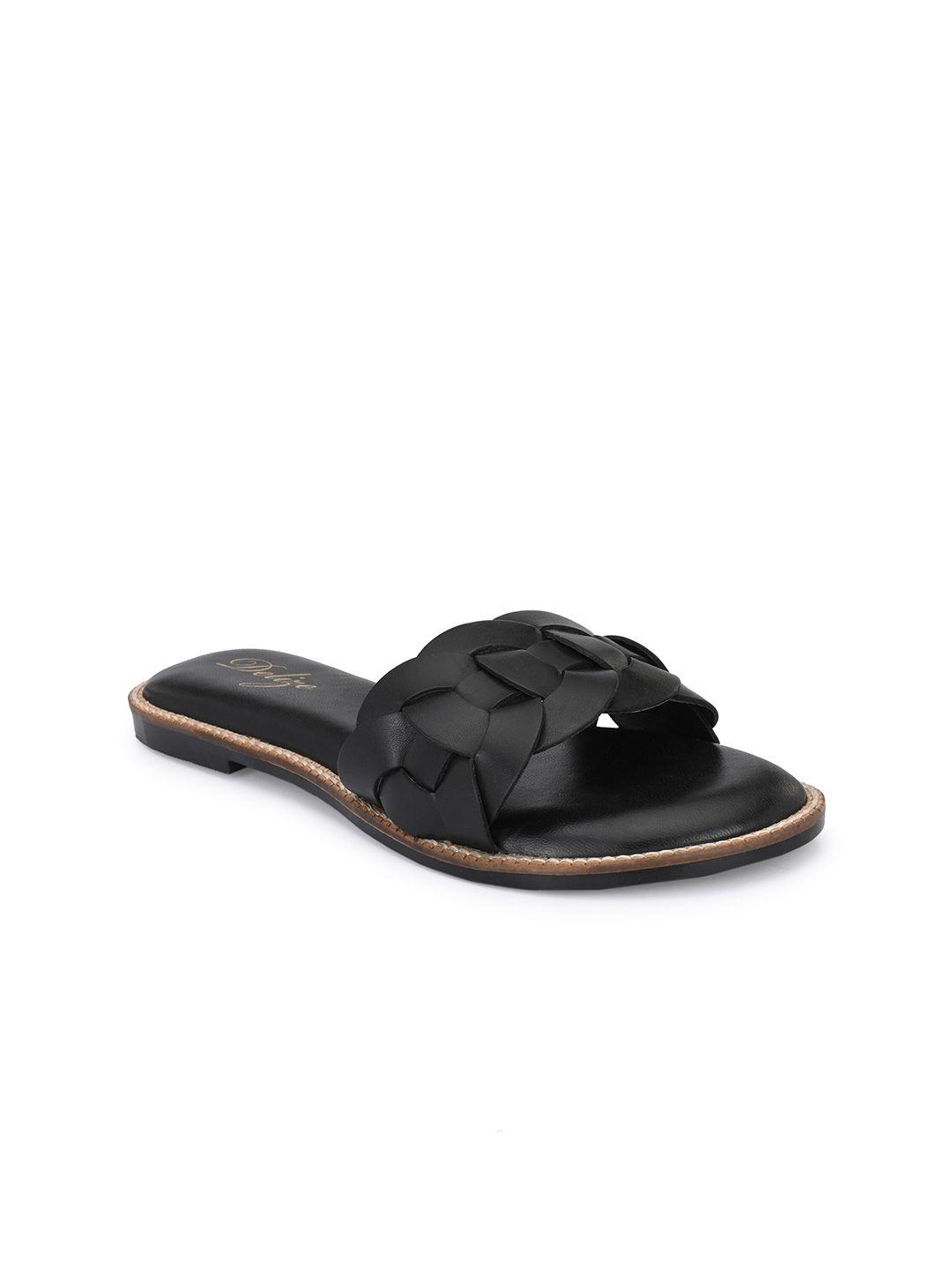 delize women black leather comfort sandals