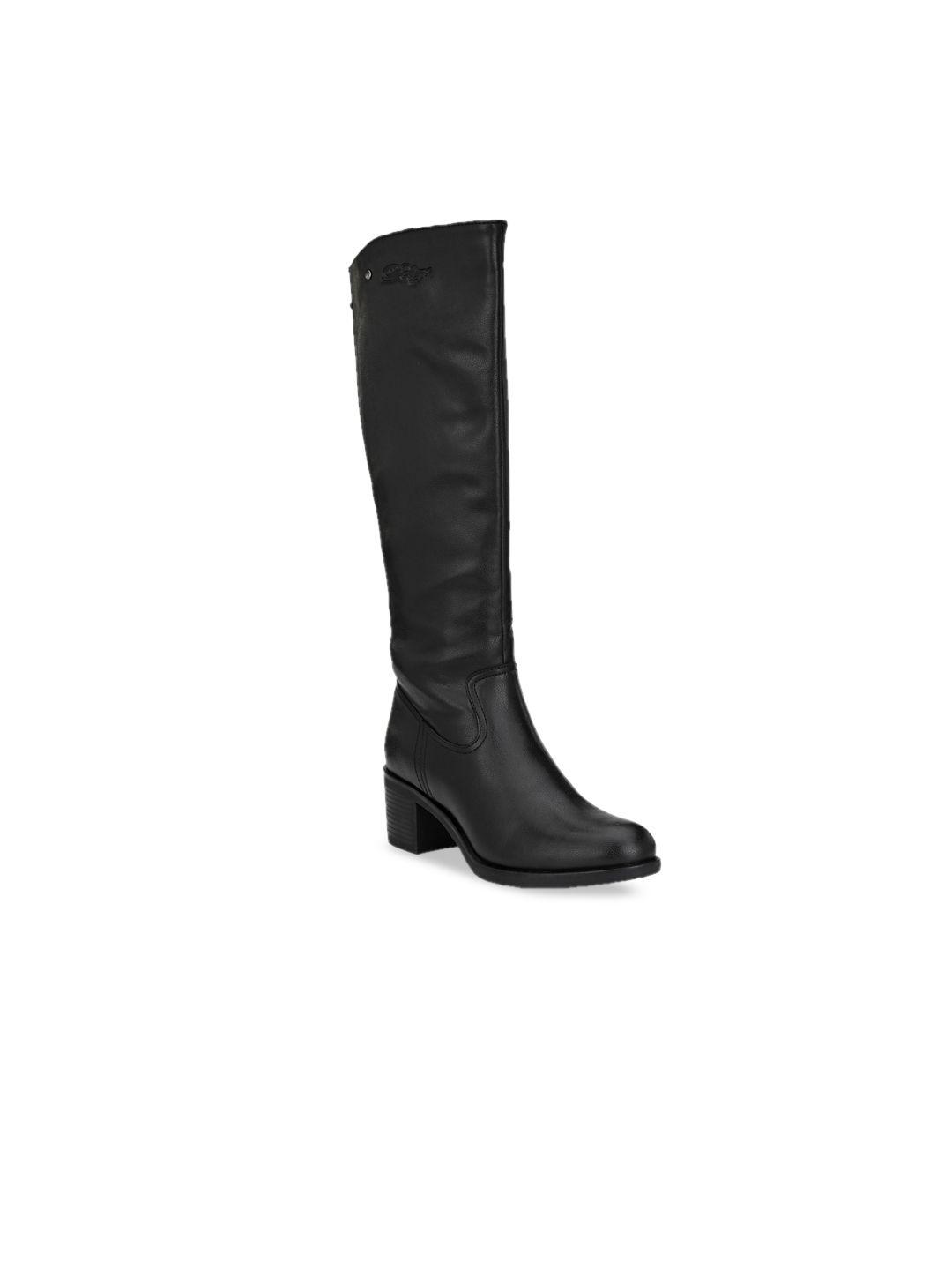 delize women black solid heeled boots