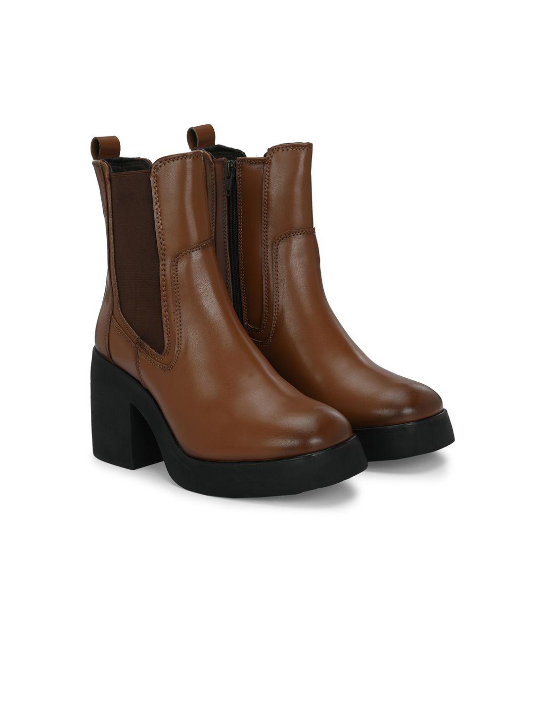 delize women mid top vegan leather platform-heeled regular boots
