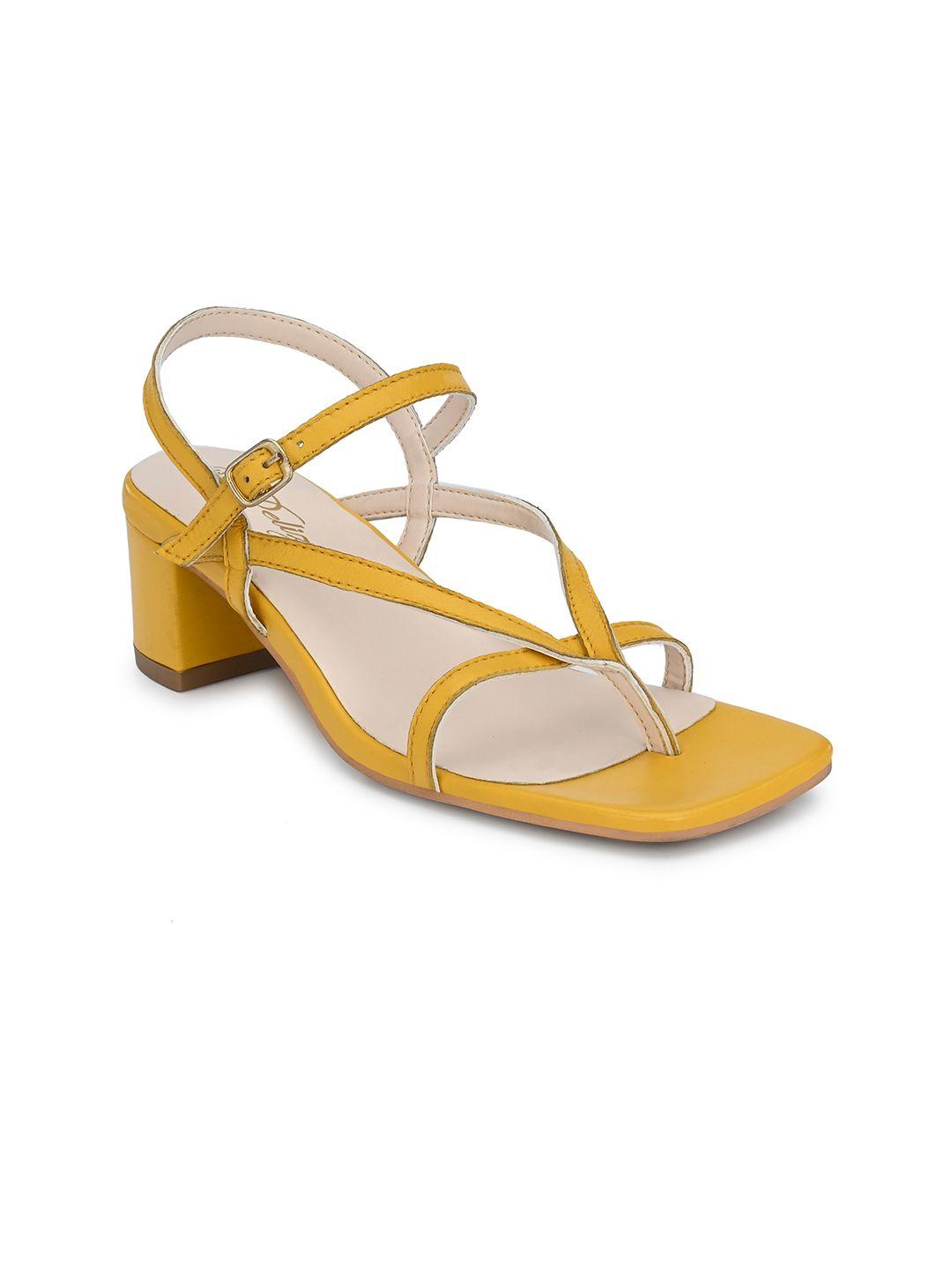 delize women mustard yellow solid block heels