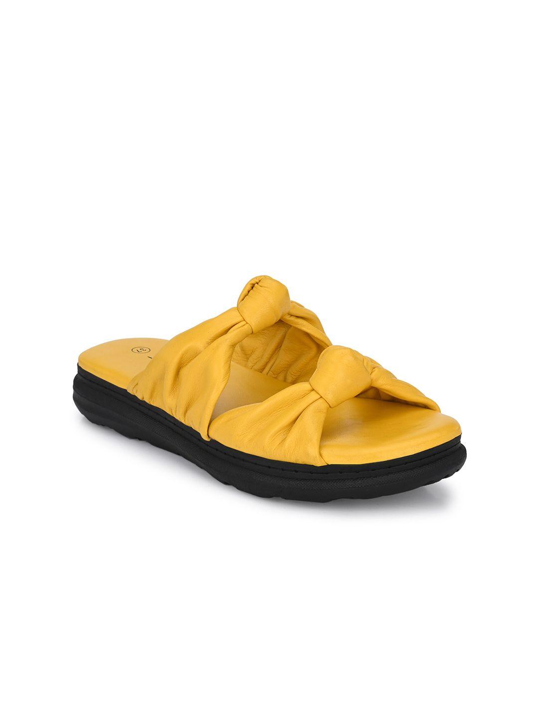 delize women yellow open toe flats with bows