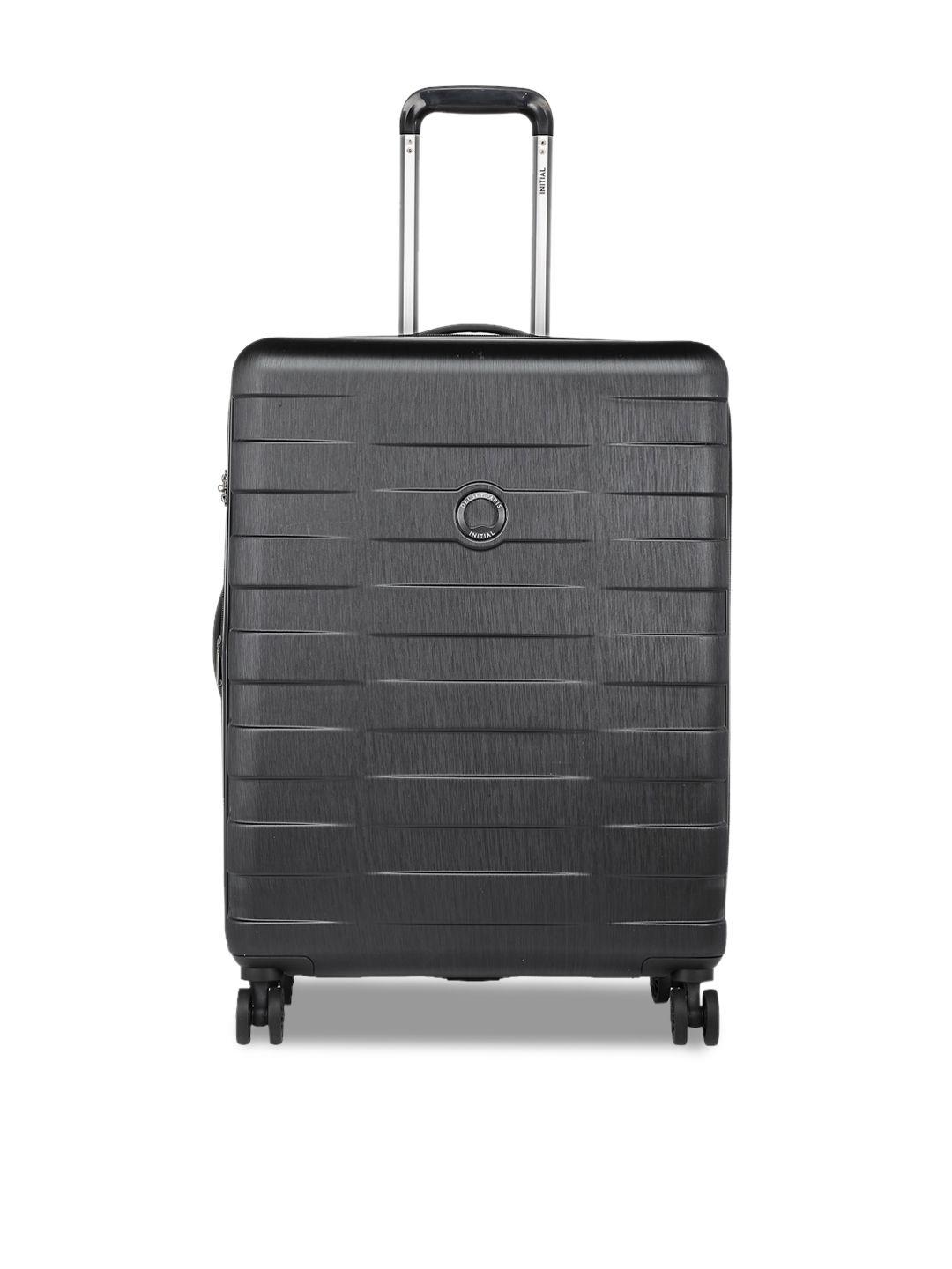 delsey black solid hard-sided quito expandable cabin trolley suitcase