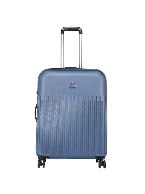 delsey blue 4 wheel medium hard cabin trolley - 47.5 cm