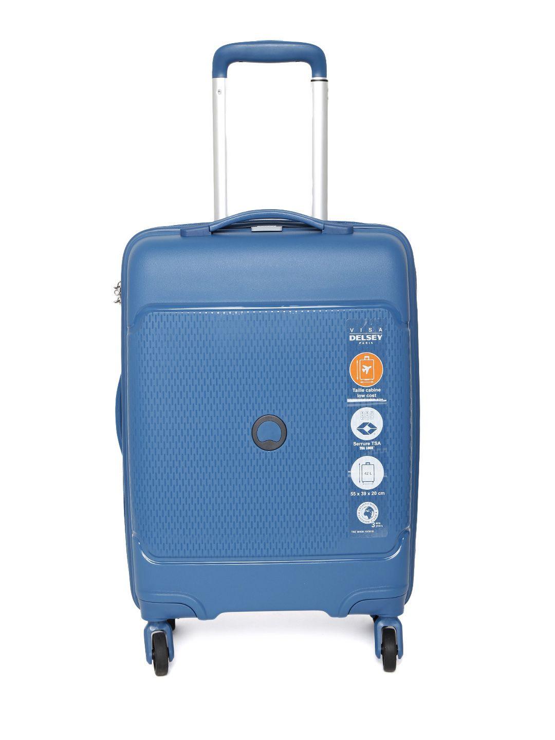 delsey blue sejour hard cabin trolley suitcase