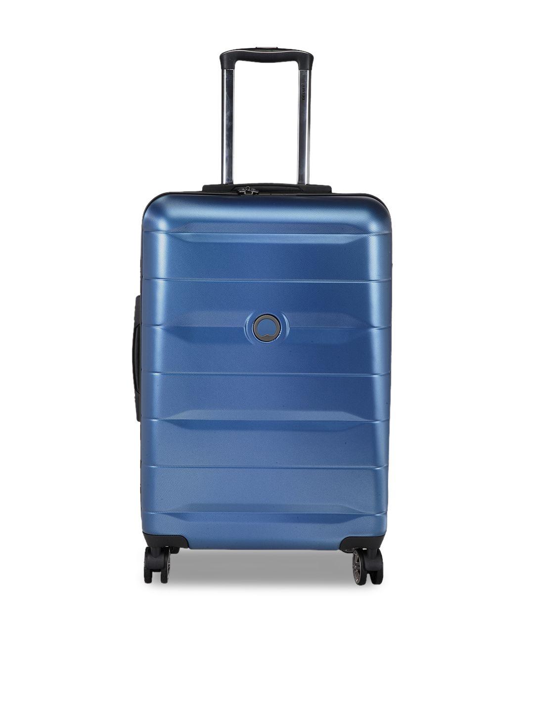 delsey blue solid comete hard-sided cabin trolley suitcase