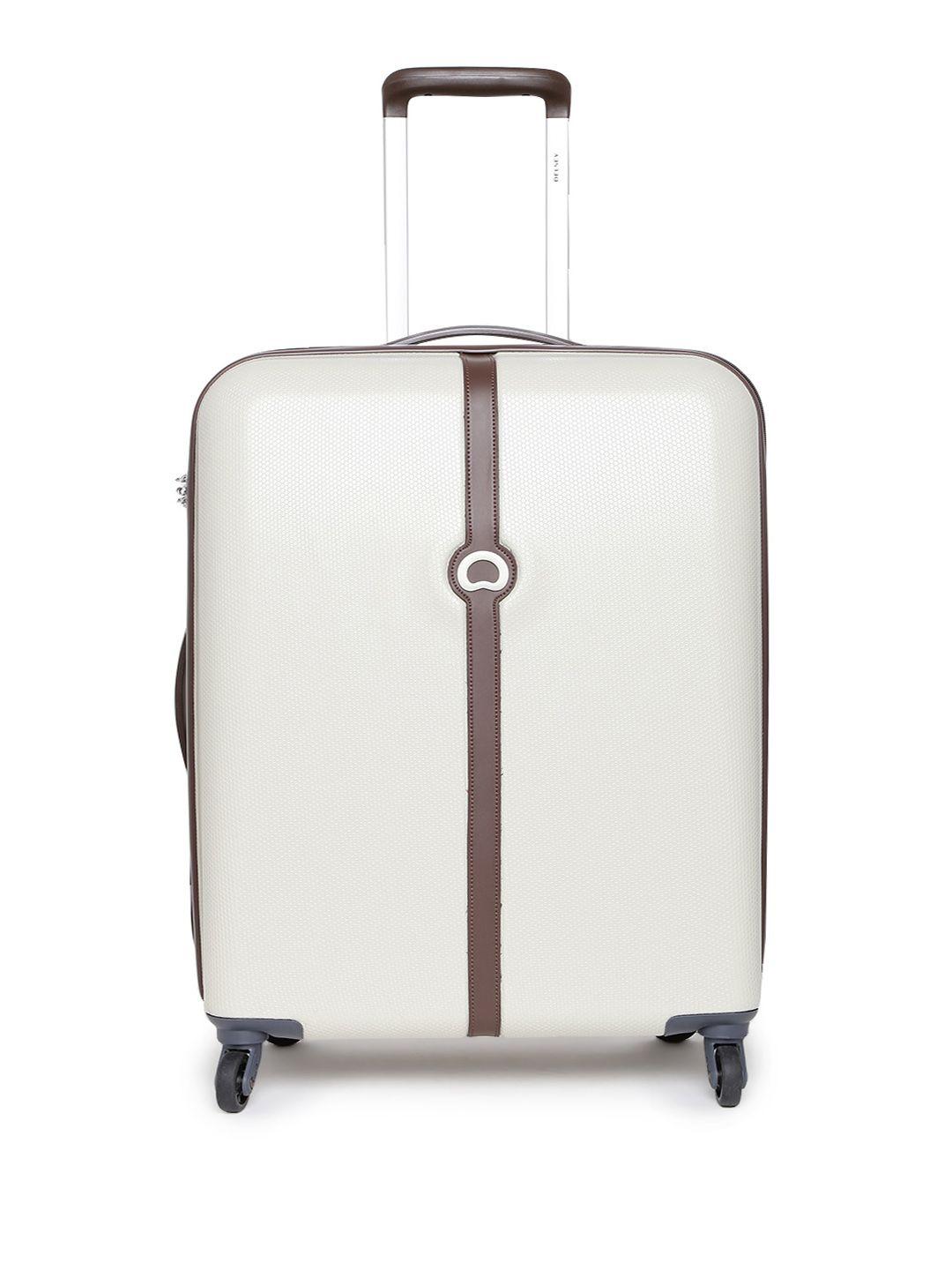 delsey unisex beige clava textured large trolley suitcase