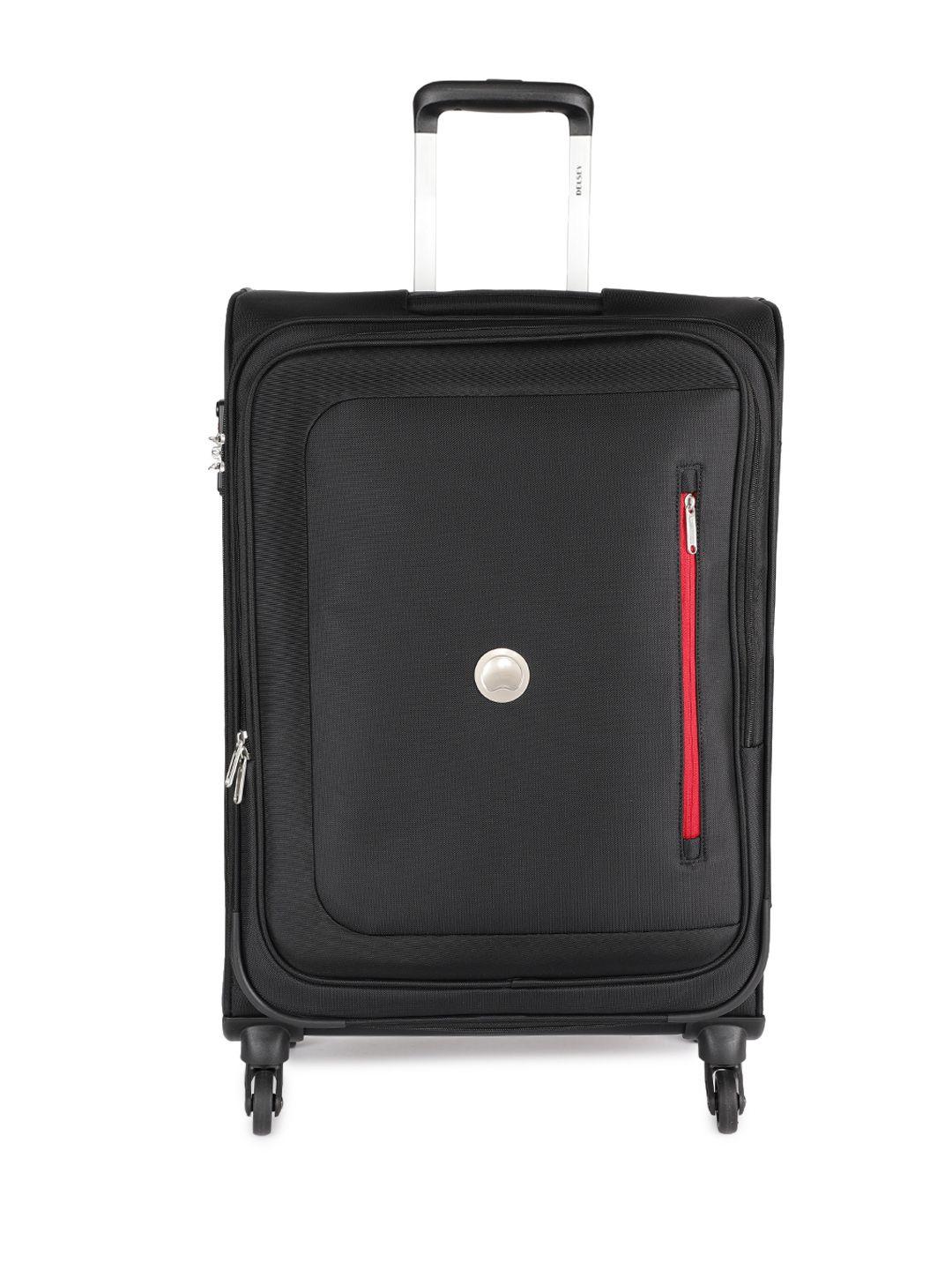 delsey unisex black solid medium trolley suitcase