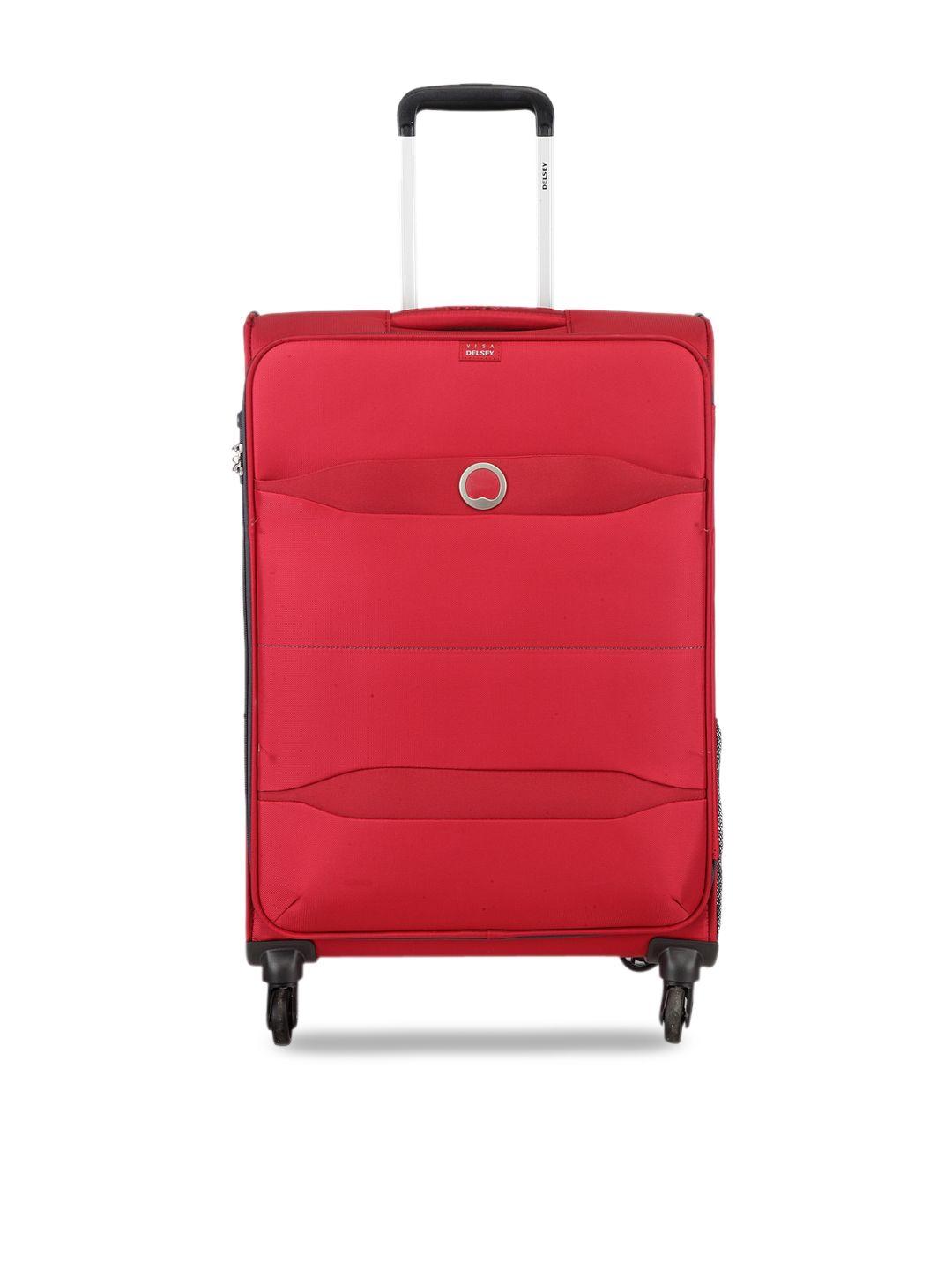 delsey unisex red soft large trolley bag